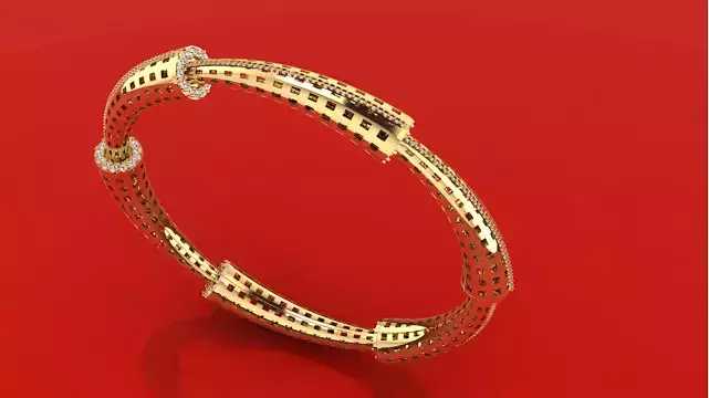 1316 Tubular Bangle with Diamond Connectors 30gm