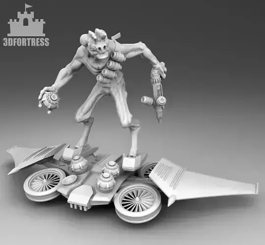Alien on a copter 3D print model
