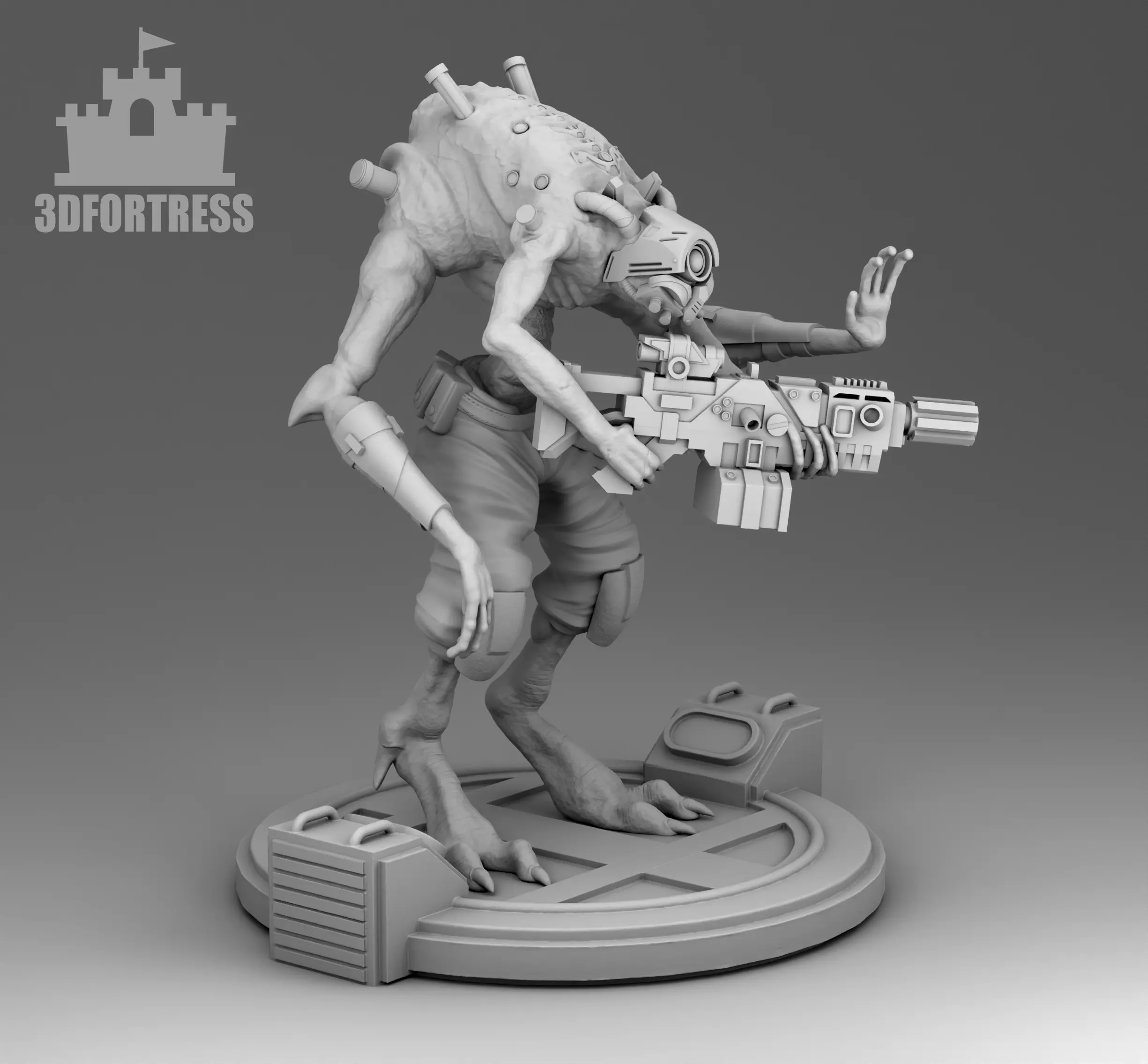 Security alien 3D print model_0