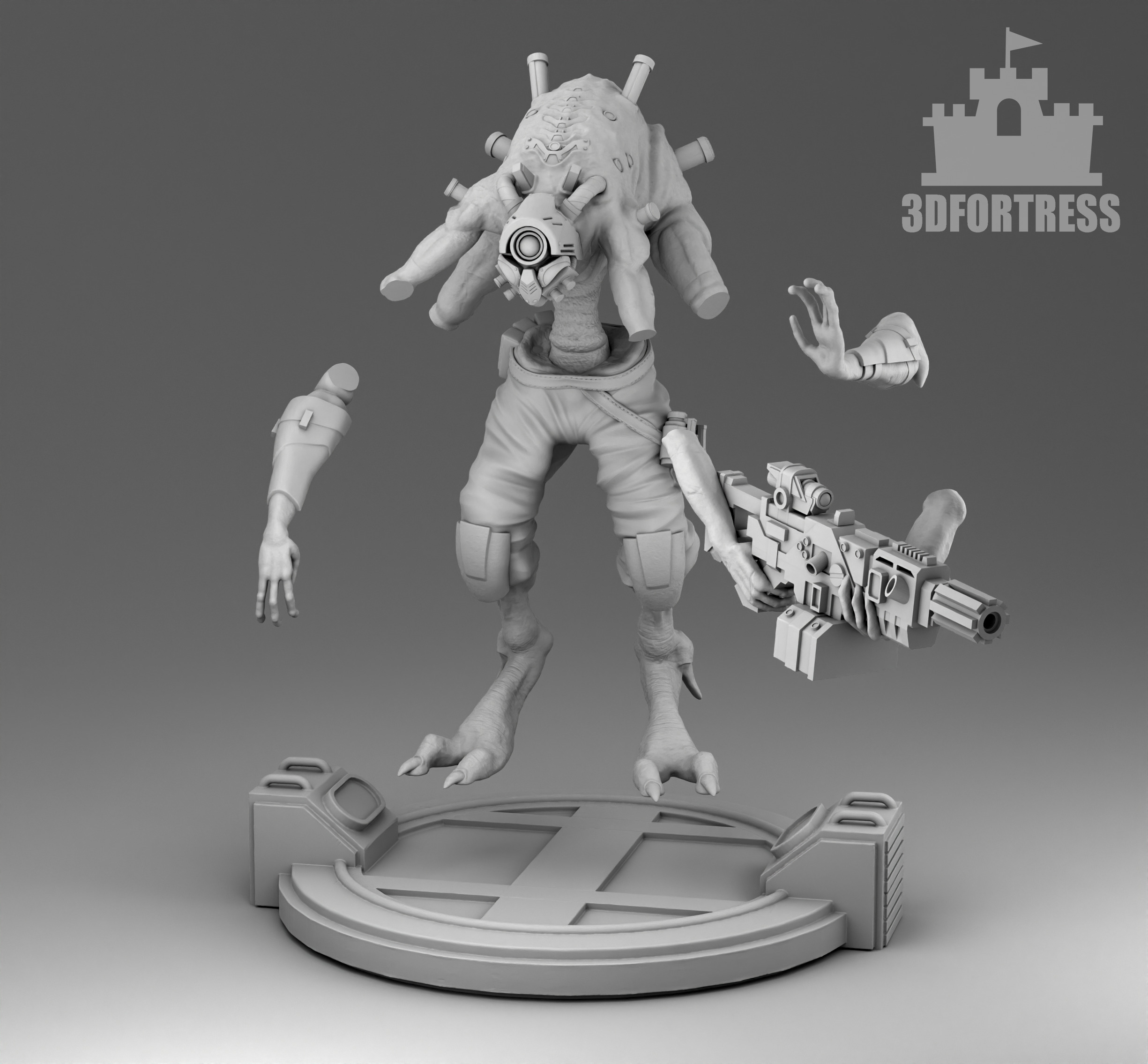 Security alien 3D print model_3