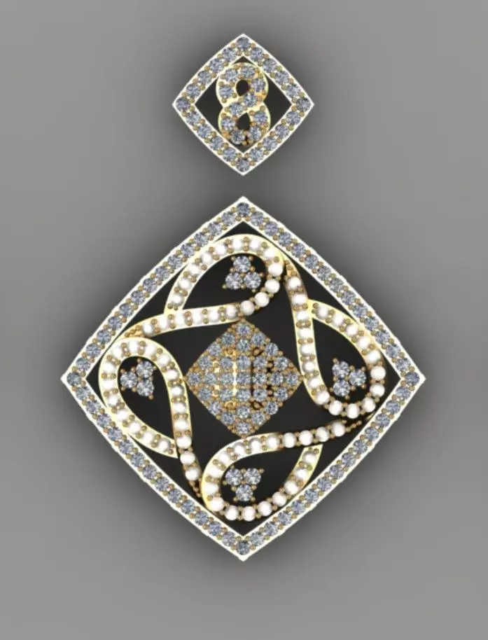 pendant diamonds 3D print model_0