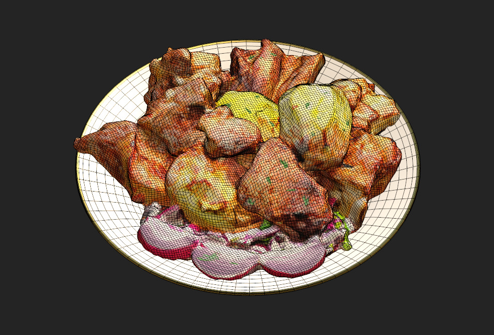 Grilled Meat with Potatoes Xorovats Low-poly 3D model_9