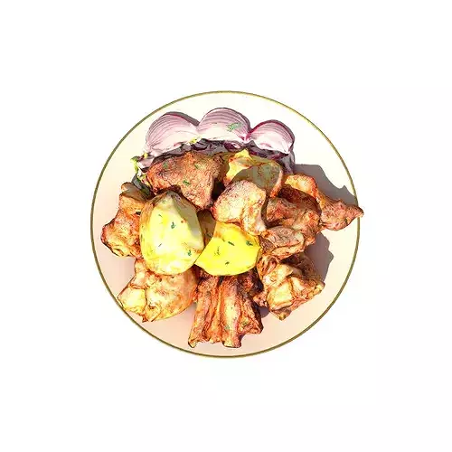 Grilled Meat with Potatoes Xorovats Low-poly 3D model 6