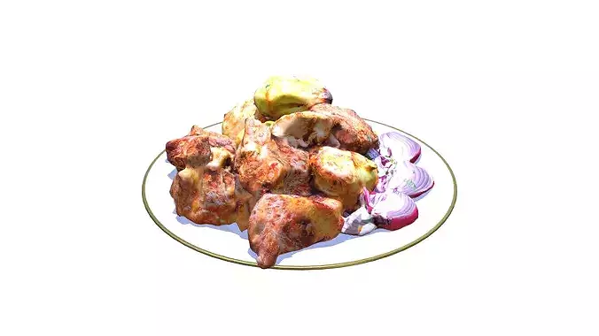 Grilled Meat with Potatoes Xorovats Low-poly 3D model 4