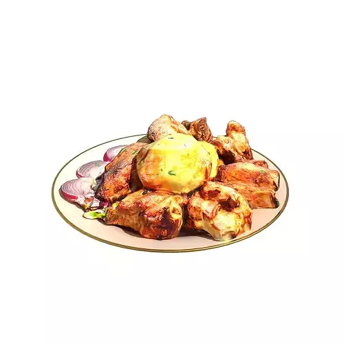 Grilled Meat with Potatoes Xorovats Low-poly 3D model 2
