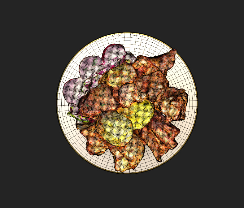 Grilled Meat with Potatoes Xorovats Low-poly 3D model_14