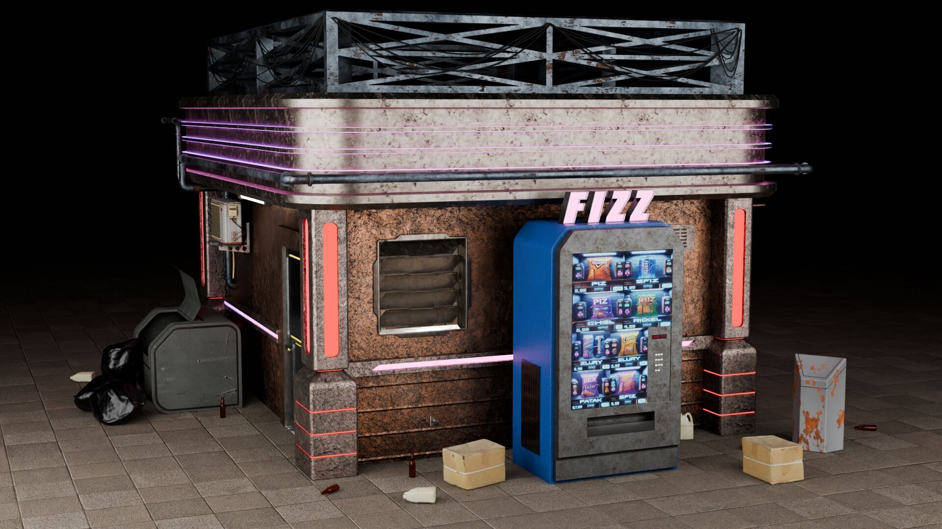 Cyberpunk Kiosk 3D model_3