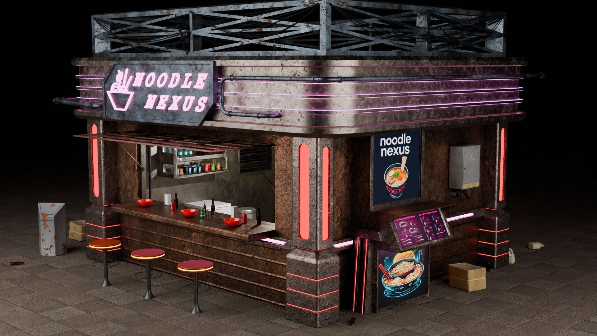 Cyberpunk Kiosk 3D model_2