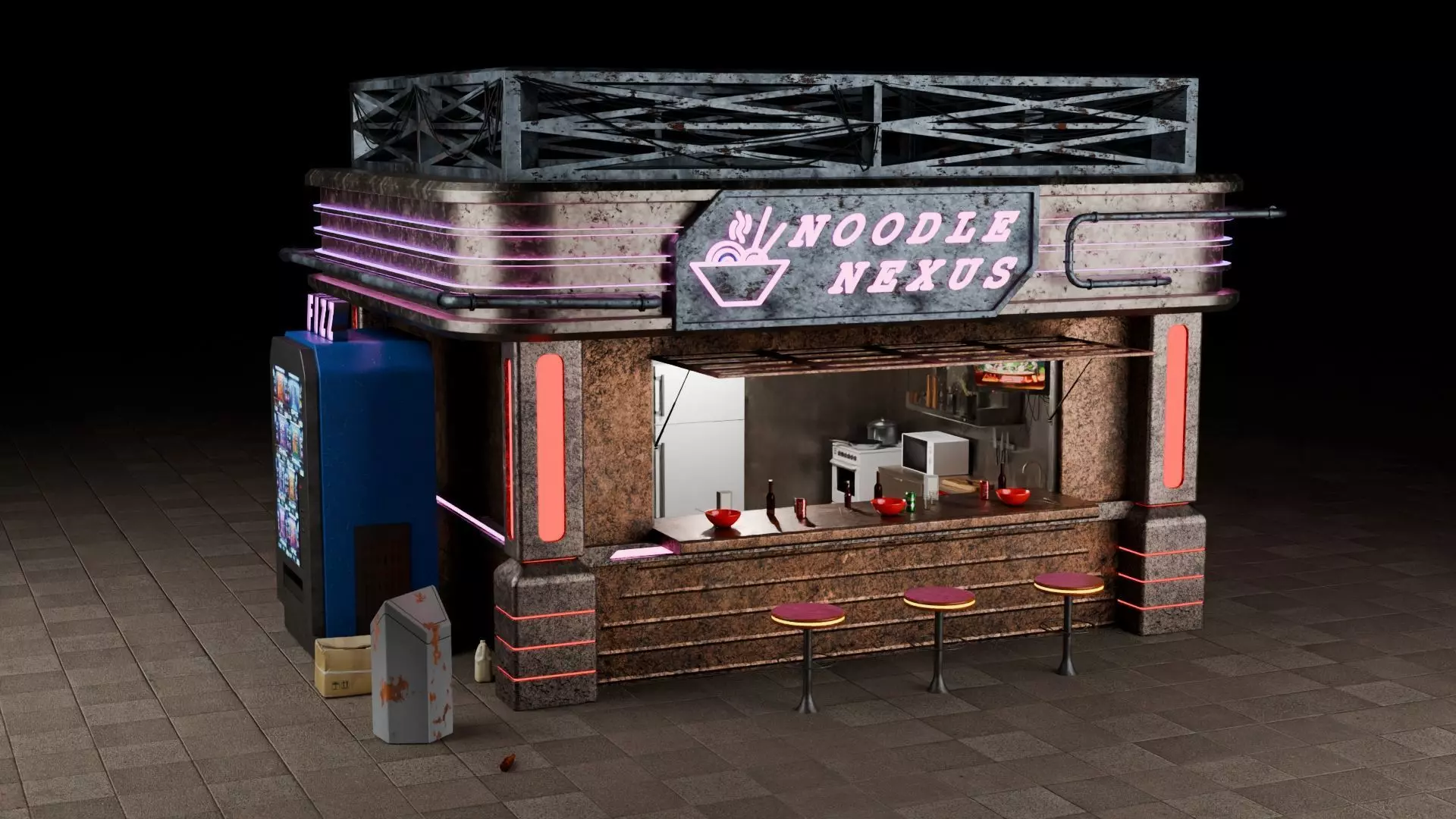 Cyberpunk Kiosk 3D model_0