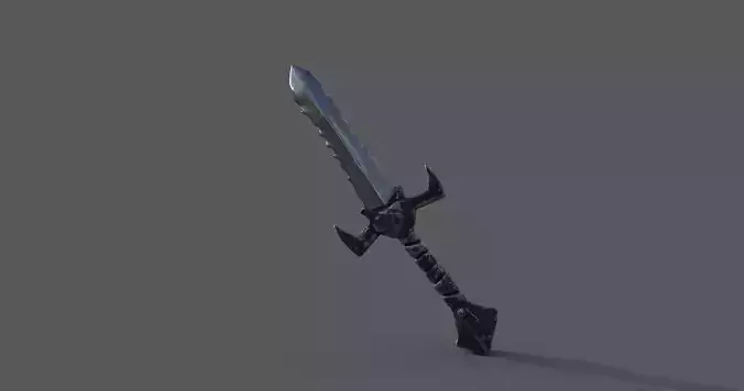Dark Battle Worn Sword Game Ready Asset Low-poly 3D model