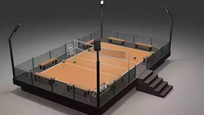 Volleyball court Free low-poly 3D model