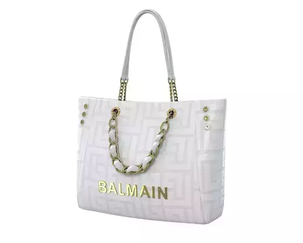 Balmain 1945 Soft Jacquard Tote Bag White