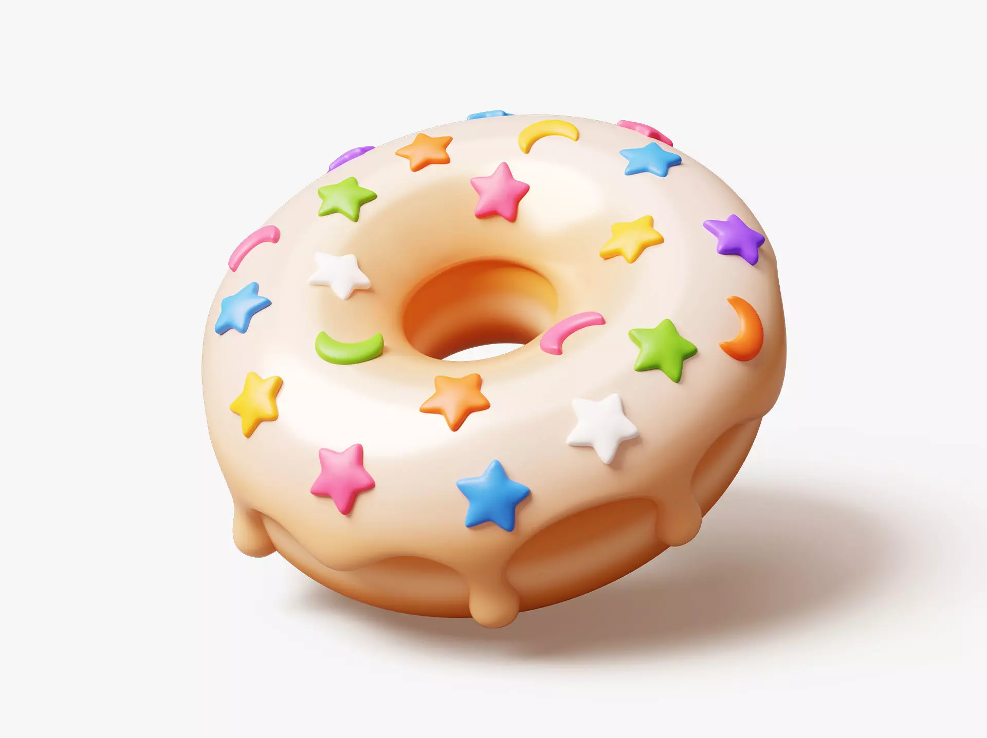 Donut with Star Sprinkles 3D model_0