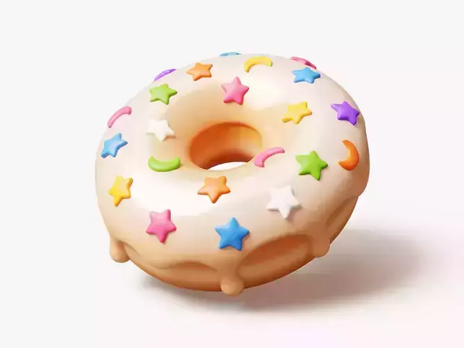 Donut with Star Sprinkles 3D model