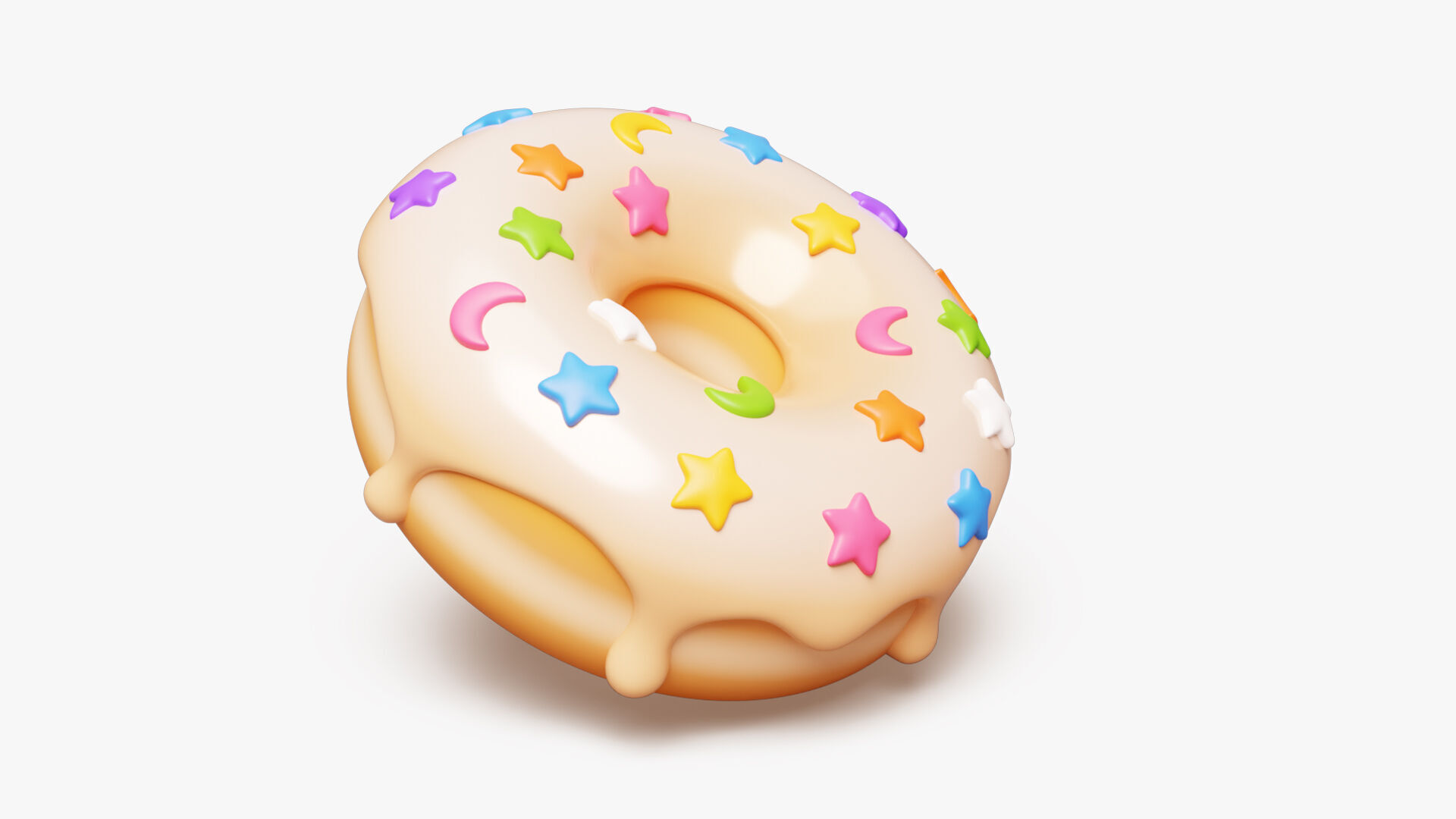 Donut with Star Sprinkles 3D model_4
