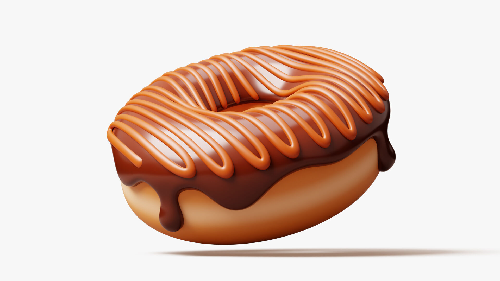 Donut with Chocolate Topping 3D model_1