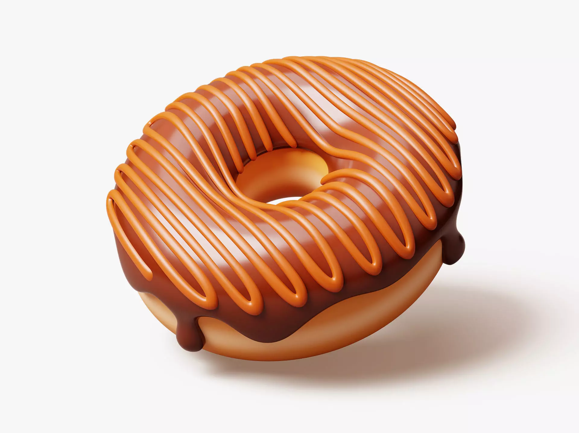 Donut with Chocolate Topping 3D model_0