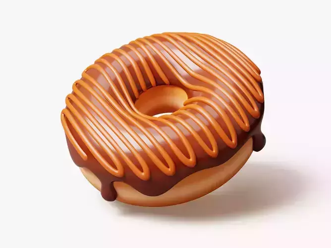 Donut with Chocolate Topping 3D model