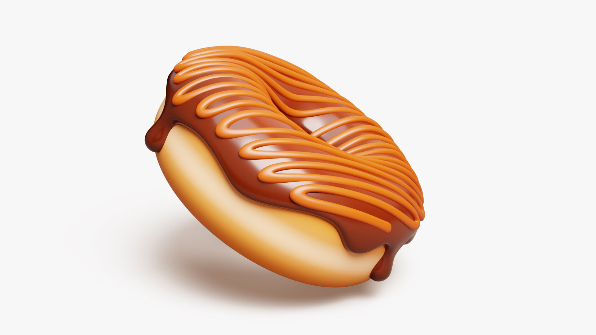 Donut with Chocolate Topping 3D model_3