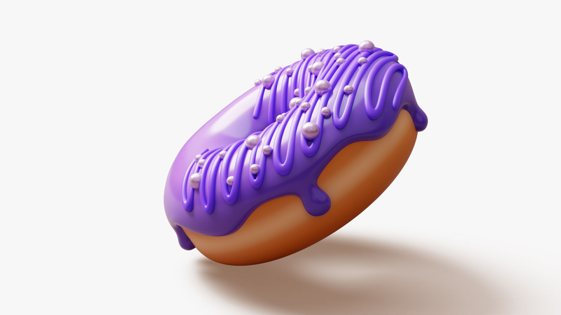 Purple Donut with Pearls 3D model_4