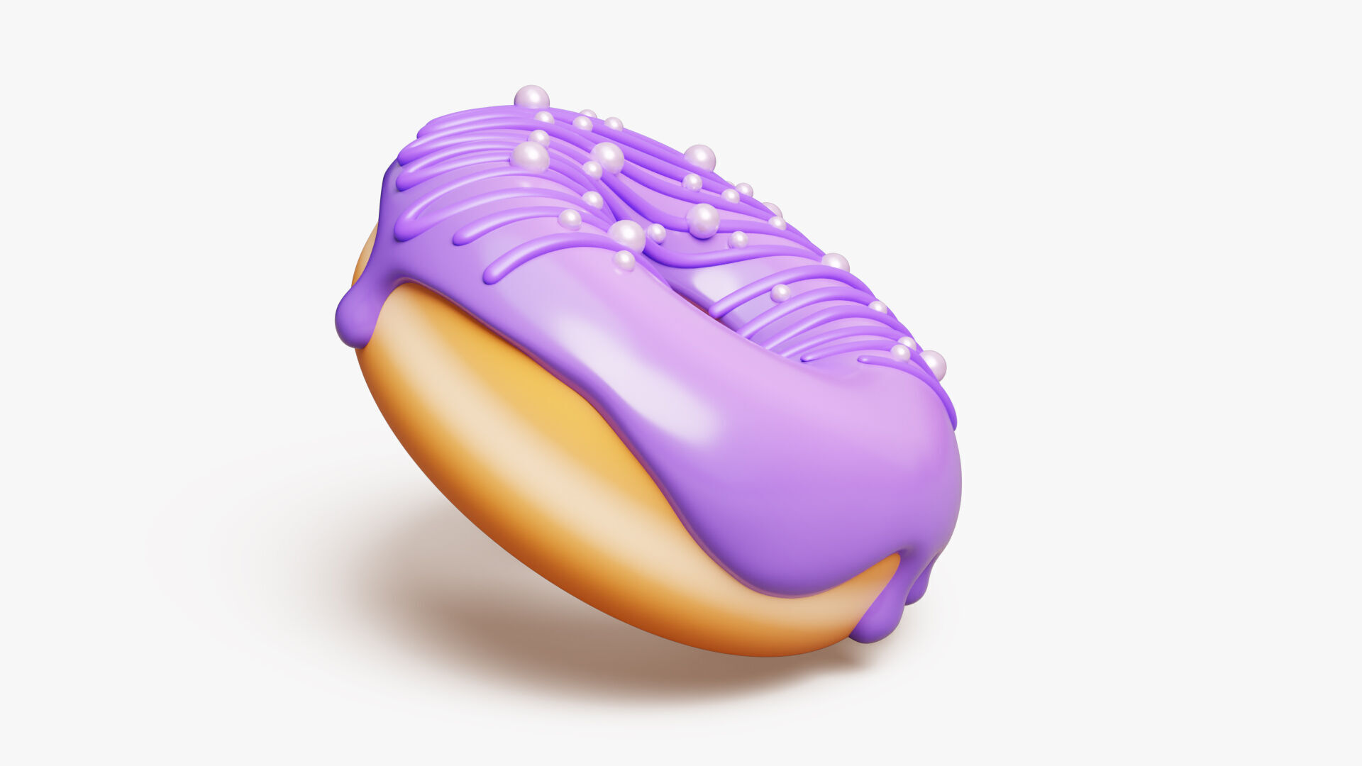 Purple Donut with Pearls 3D model_3