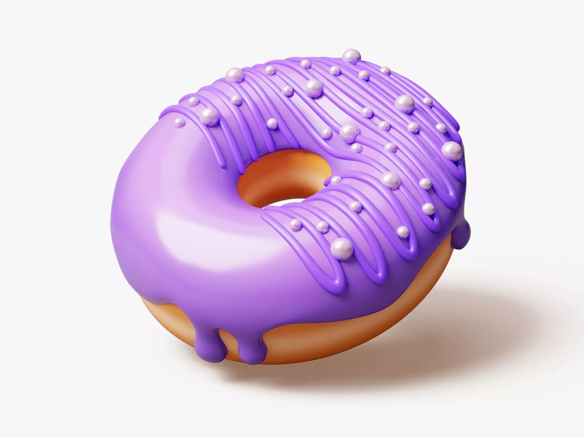 Purple Donut with Pearls 3D model_0