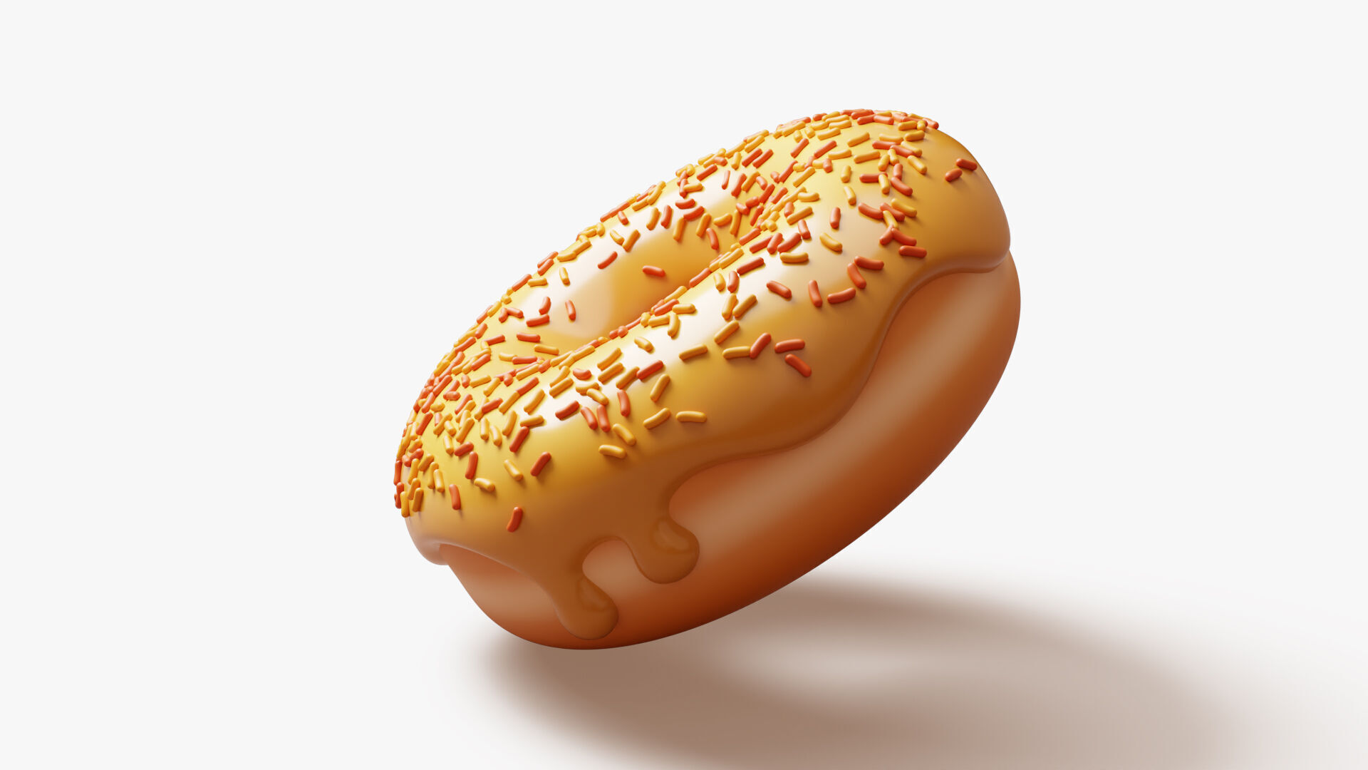Yellow Donut with Sprinkles 3D model_4