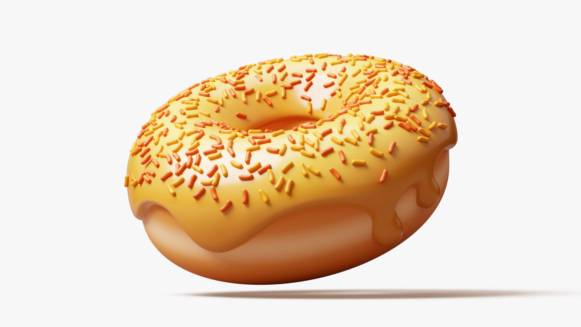 Yellow Donut with Sprinkles 3D model_1