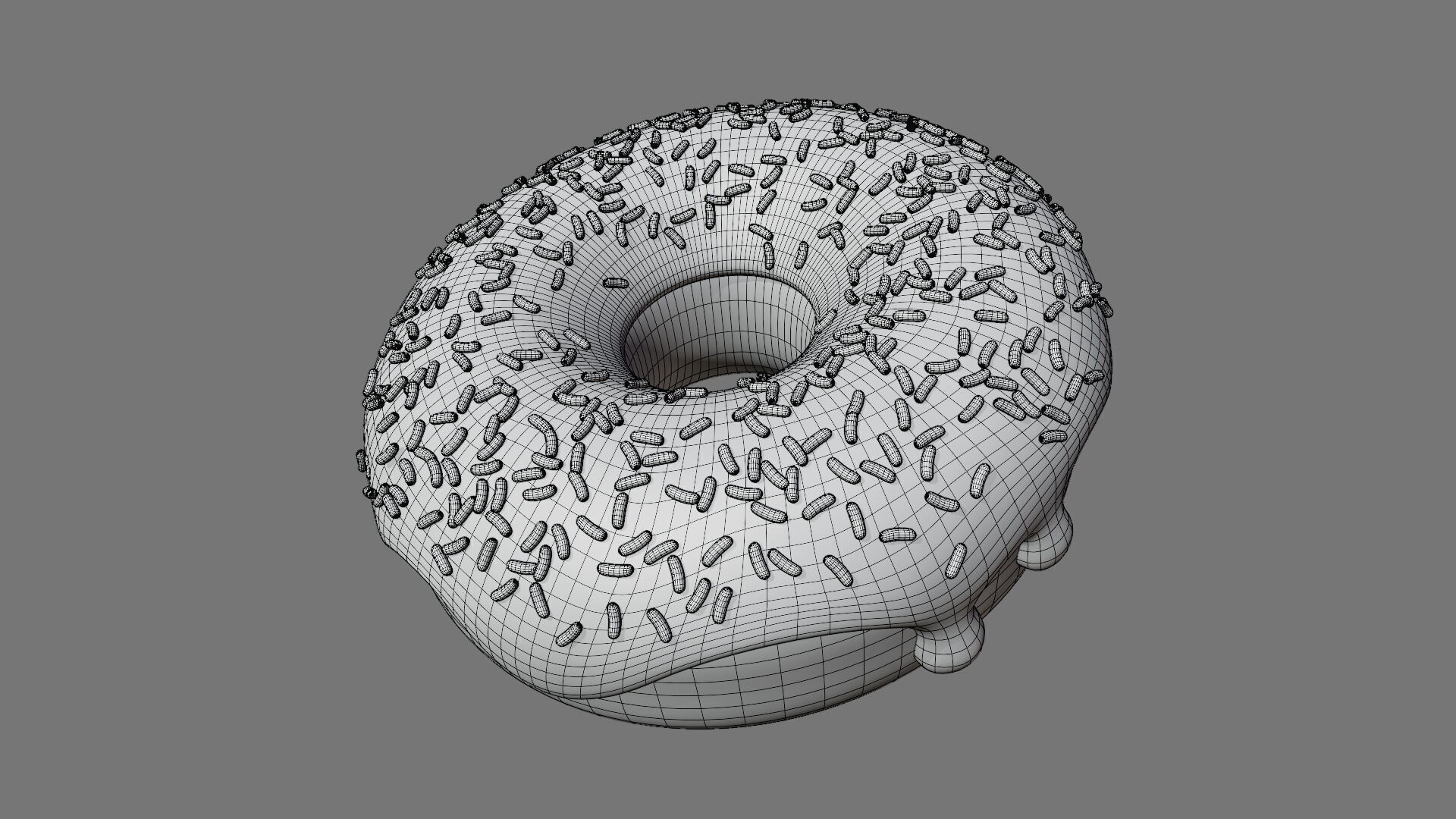 Yellow Donut with Sprinkles 3D model_5