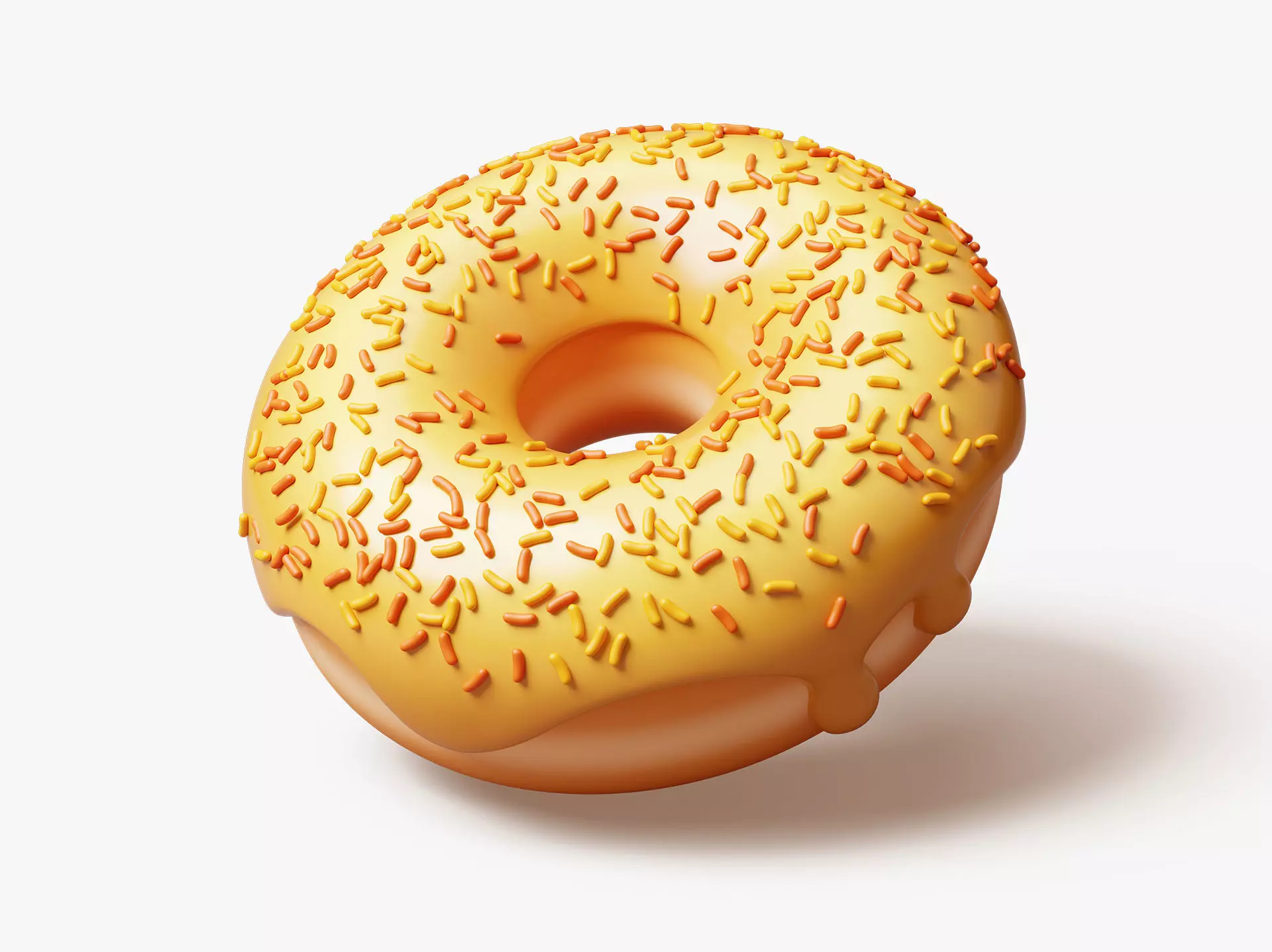 Yellow Donut with Sprinkles 3D model_0
