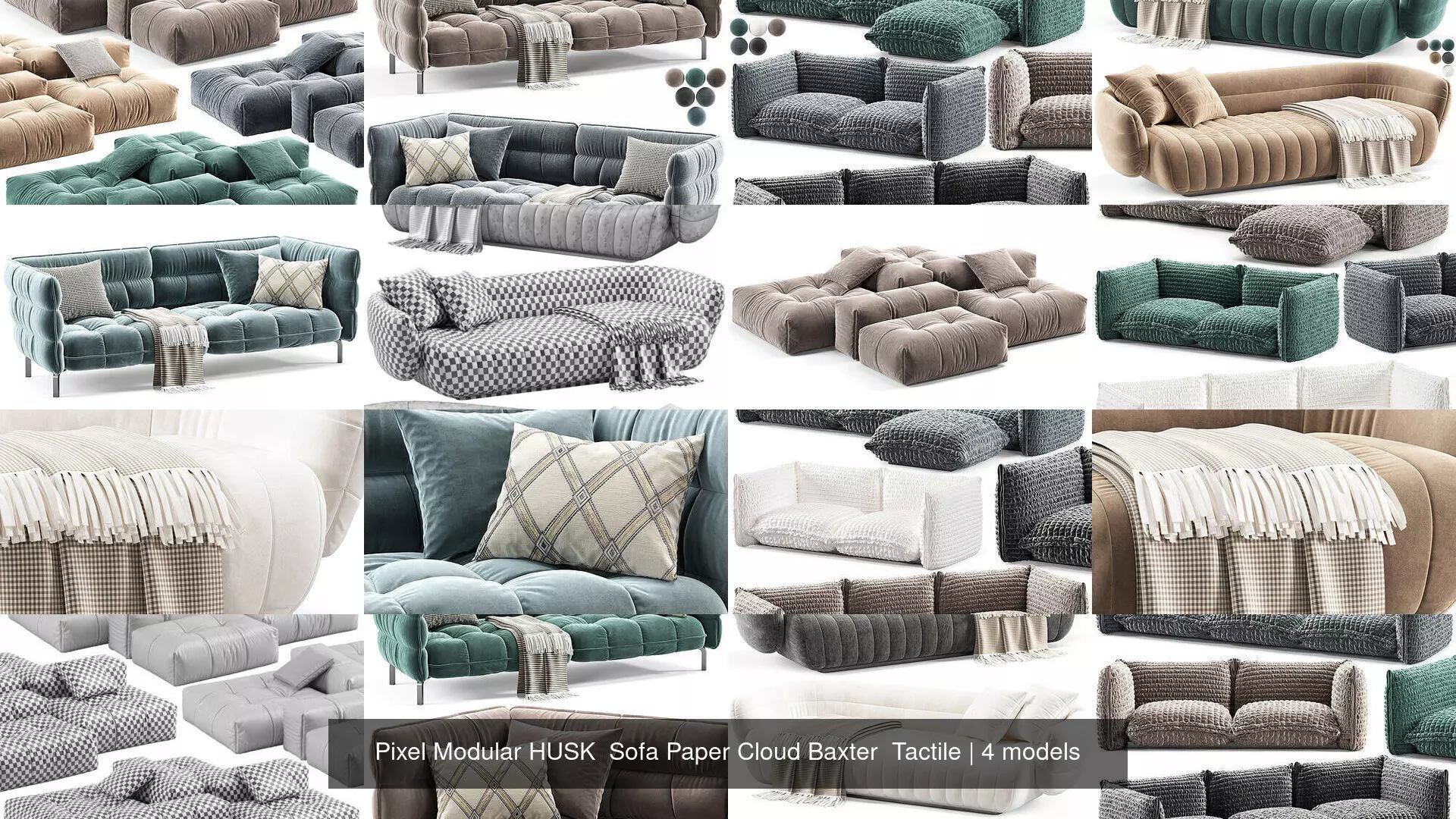 Pixel Modular HUSK  Sofa Paper Cloud Baxter  Tactile 3D Model Collection_0