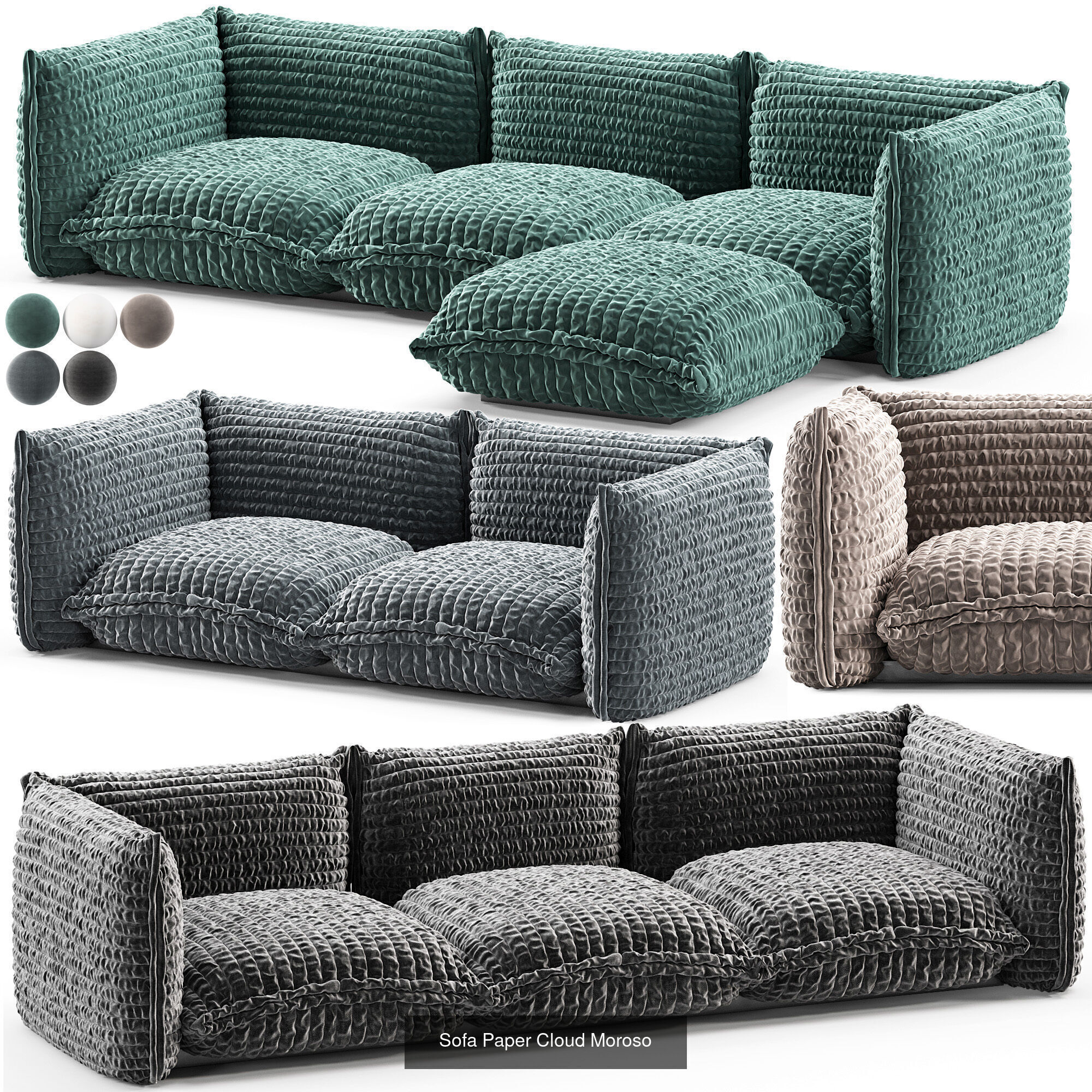 Pixel Modular HUSK  Sofa Paper Cloud Baxter  Tactile 3D Model Collection_3