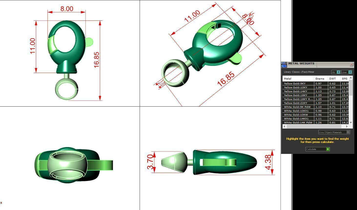 lobster clasp 3D print model_1