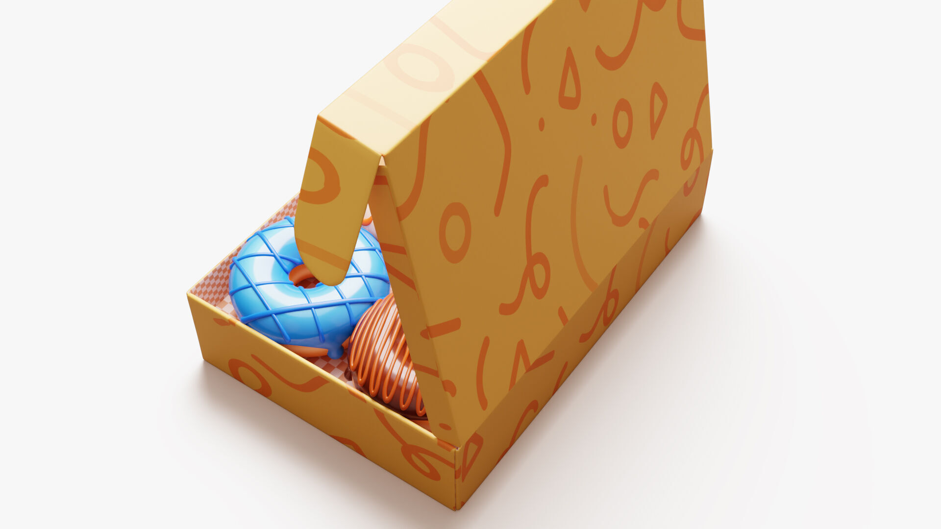 Box of Colorful Donuts Stylized 3D model_6