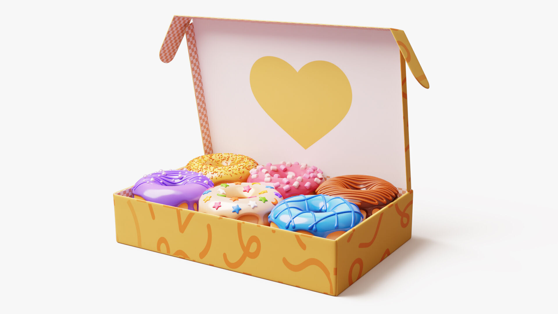 Box of Colorful Donuts Stylized 3D model_3