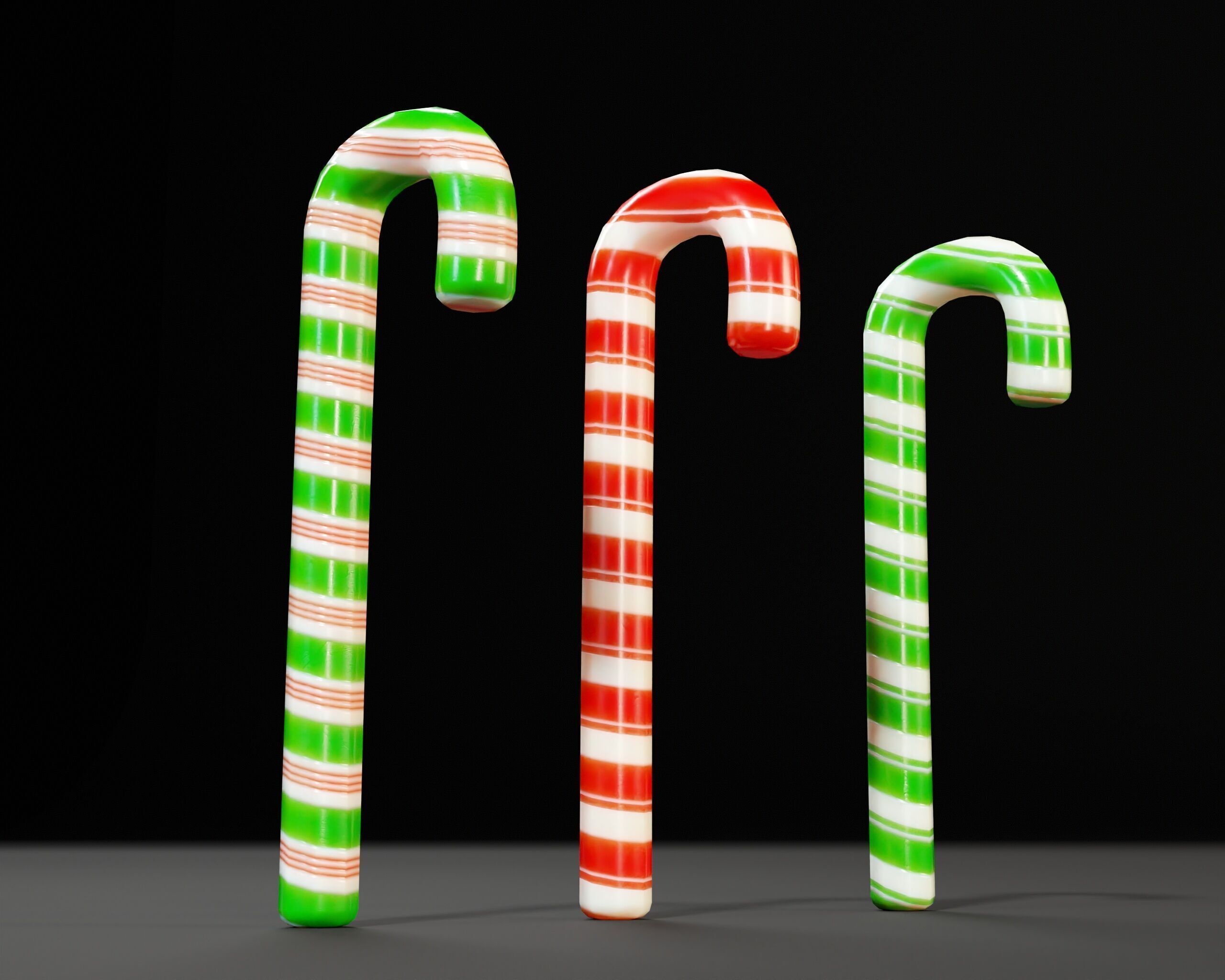 Candy Cane Set Low-poly 3D model_6