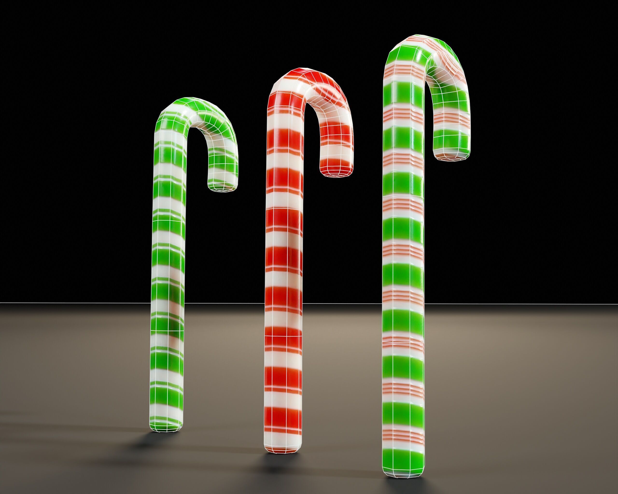 Candy Cane Set Low-poly 3D model_11