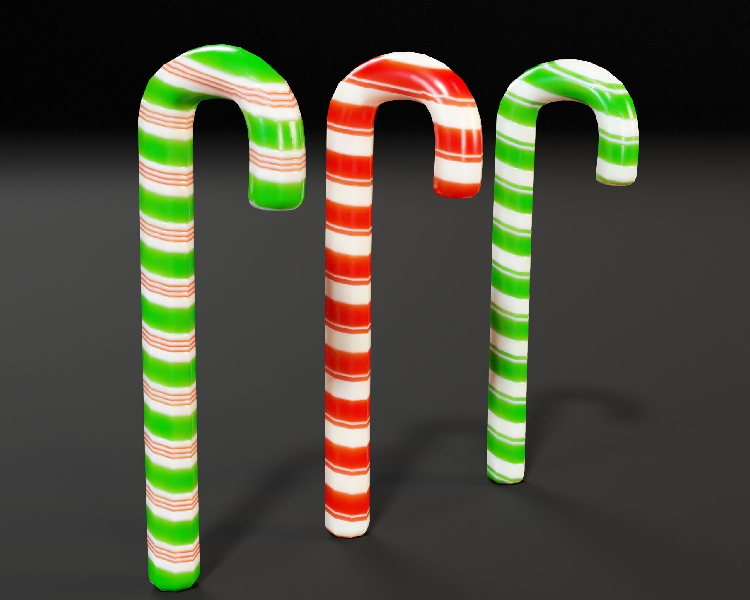 Candy Cane Set Low-poly 3D model_4