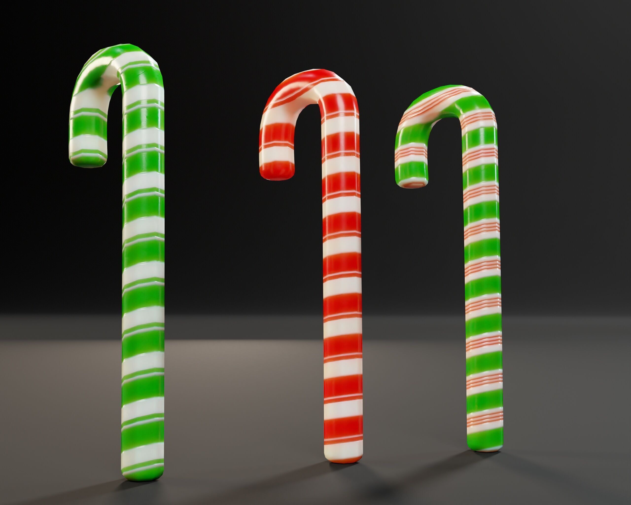 Candy Cane Set Low-poly 3D model_8