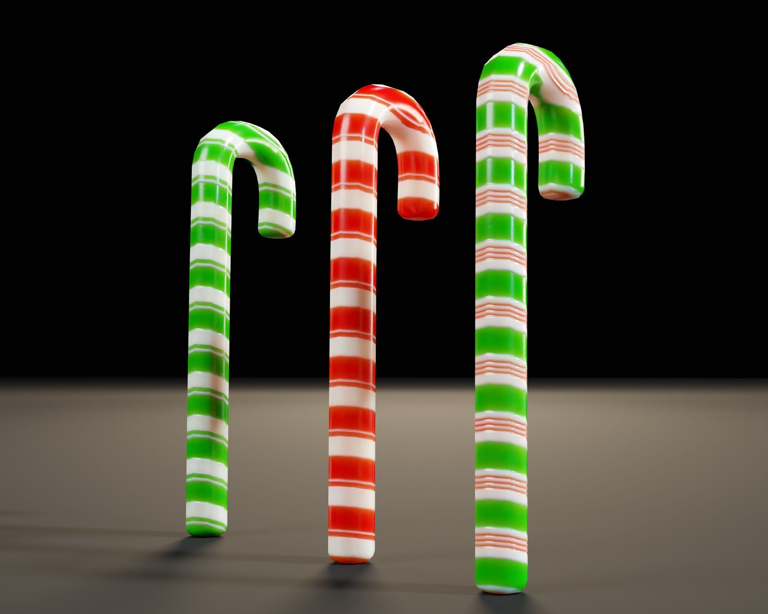 Candy Cane Set Low-poly 3D model_10