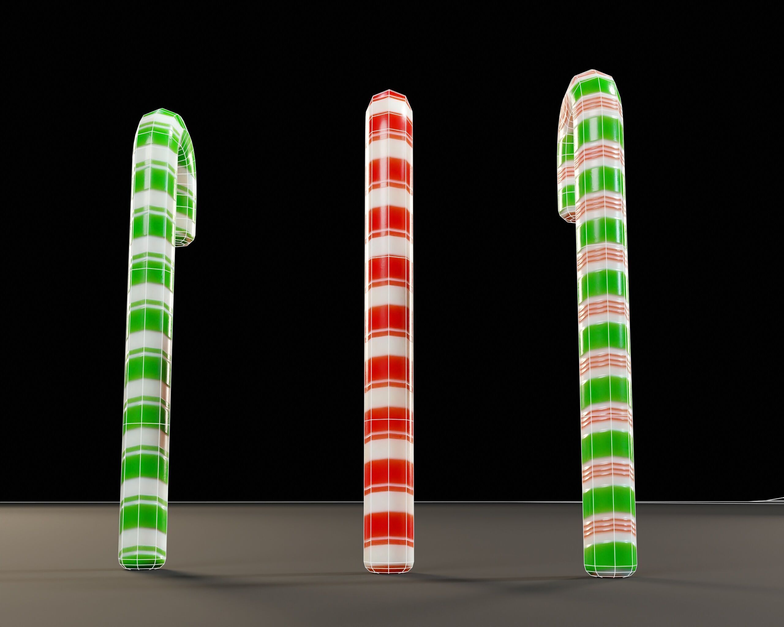 Candy Cane Set Low-poly 3D model_13