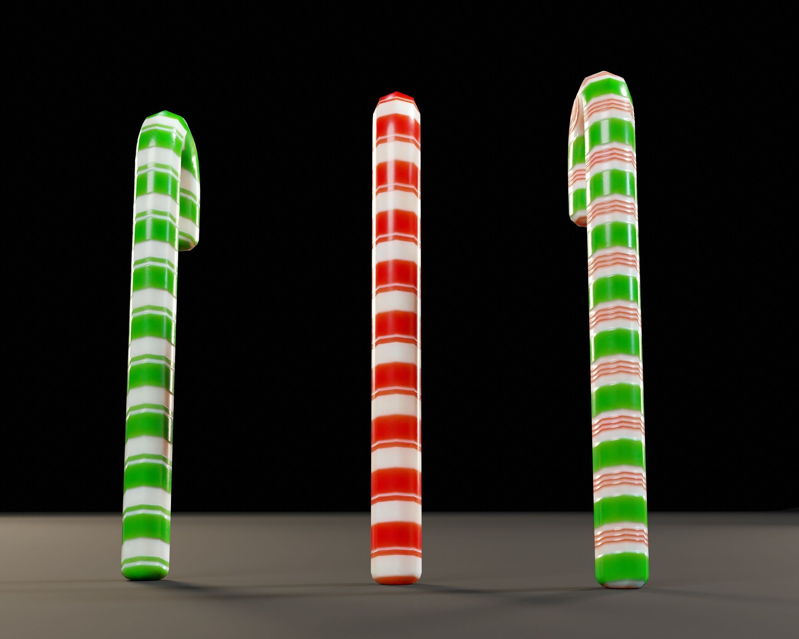 Candy Cane Set Low-poly 3D model_12