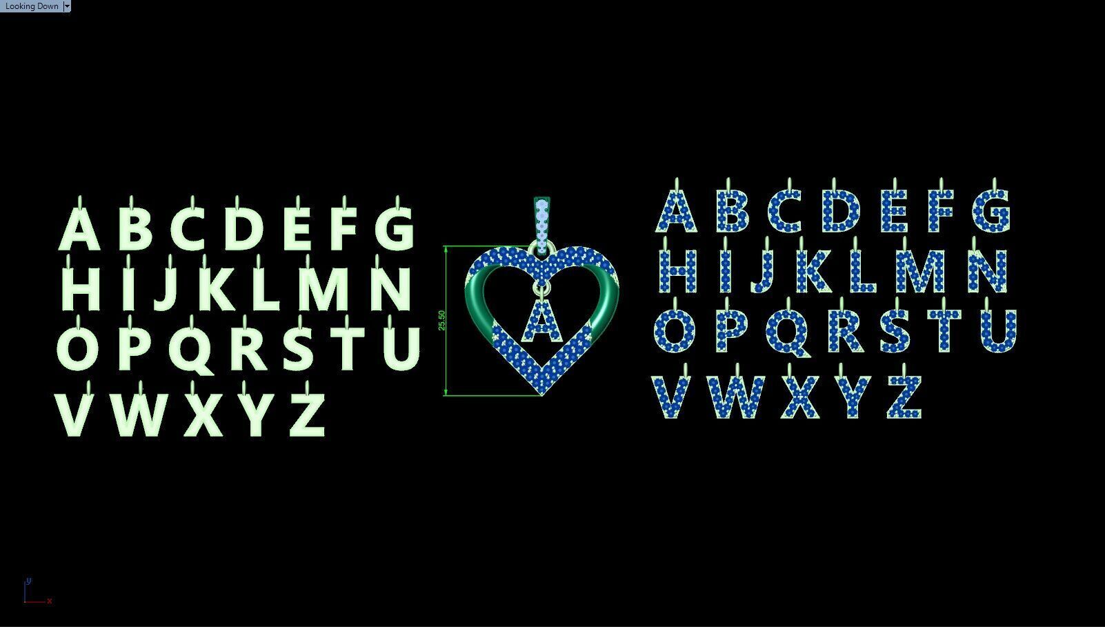 Heart Pendant With A  To Z Letter Wax  File 3dm Stl 3D print model_3