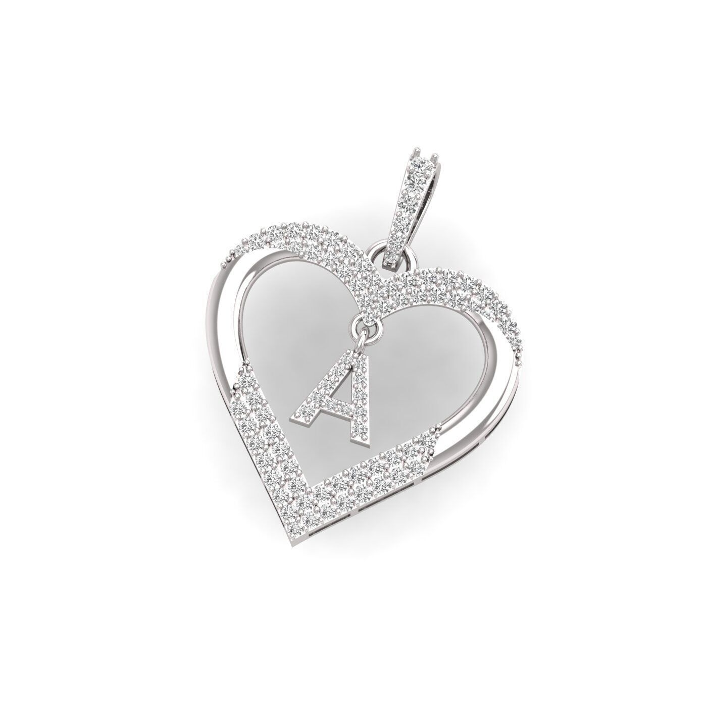 Heart Pendant With A  To Z Letter Wax  File 3dm Stl 3D print model_4