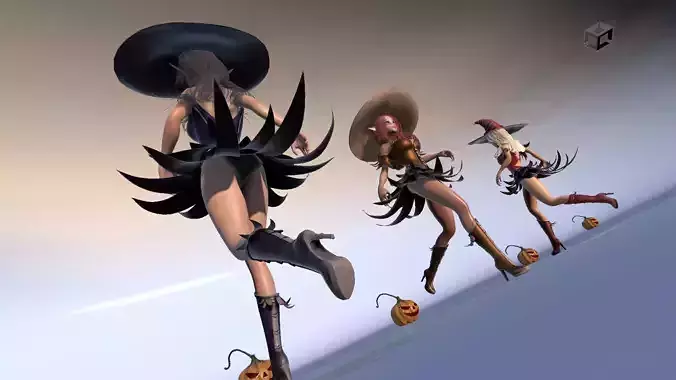  Halloween Gerl  with Pumpkin -  Game 3D Character