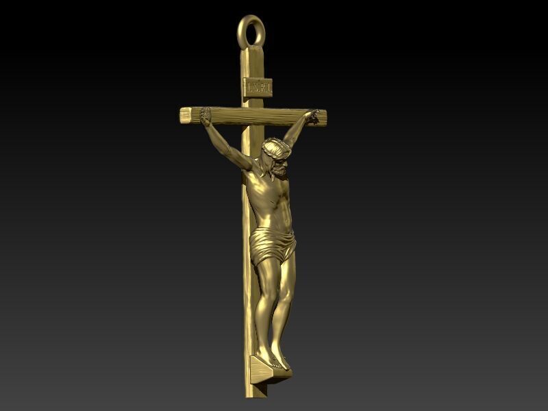 Crucifix Cross Charm Pendant Necklace Catholic Jesus 3D print model_19