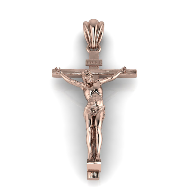 Crucifix Cross Charm Pendant Necklace Catholic Jesus 3D print model_26