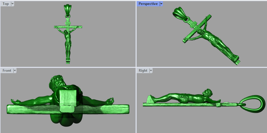 Crucifix Cross Charm Pendant Necklace Catholic Jesus 3D print model_11