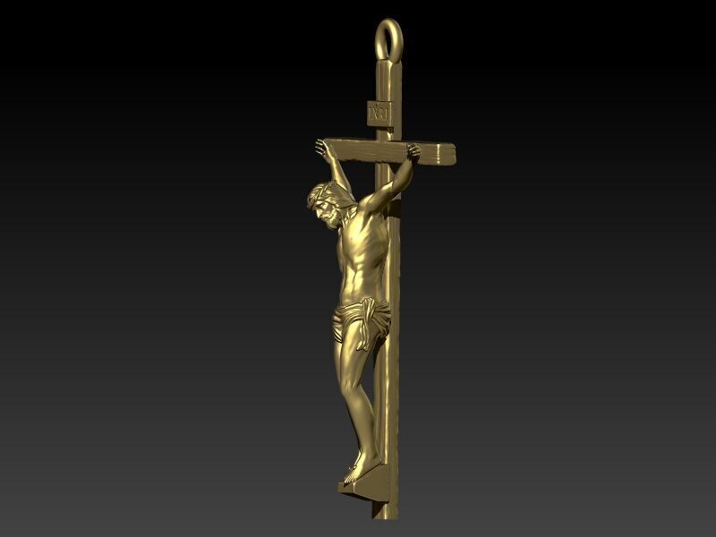 Crucifix Cross Charm Pendant Necklace Catholic Jesus 3D print model_22