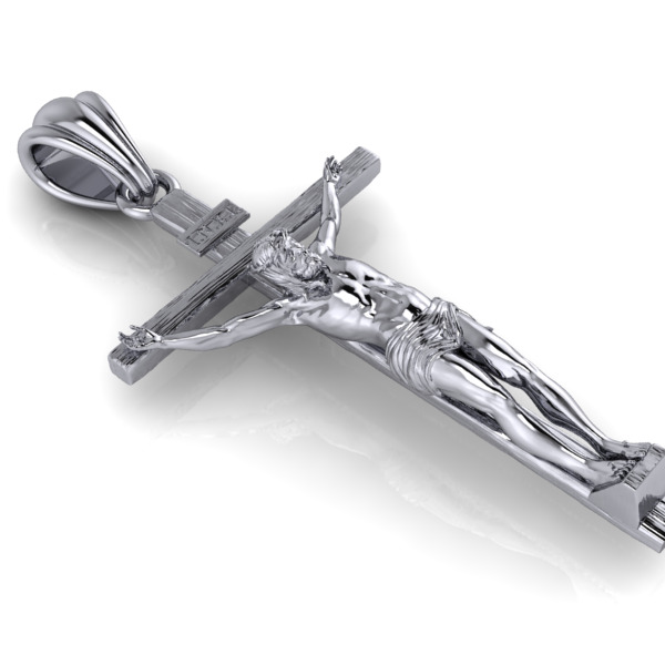 Crucifix Cross Charm Pendant Necklace Catholic Jesus 3D print model_29